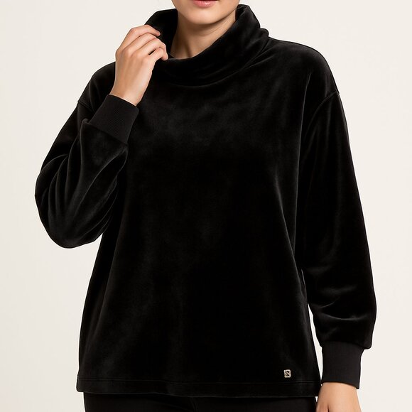Calvin Klein Women’s Velour Black Oversized Cowl Neck Sweater Size Small - Picture 1 of 6